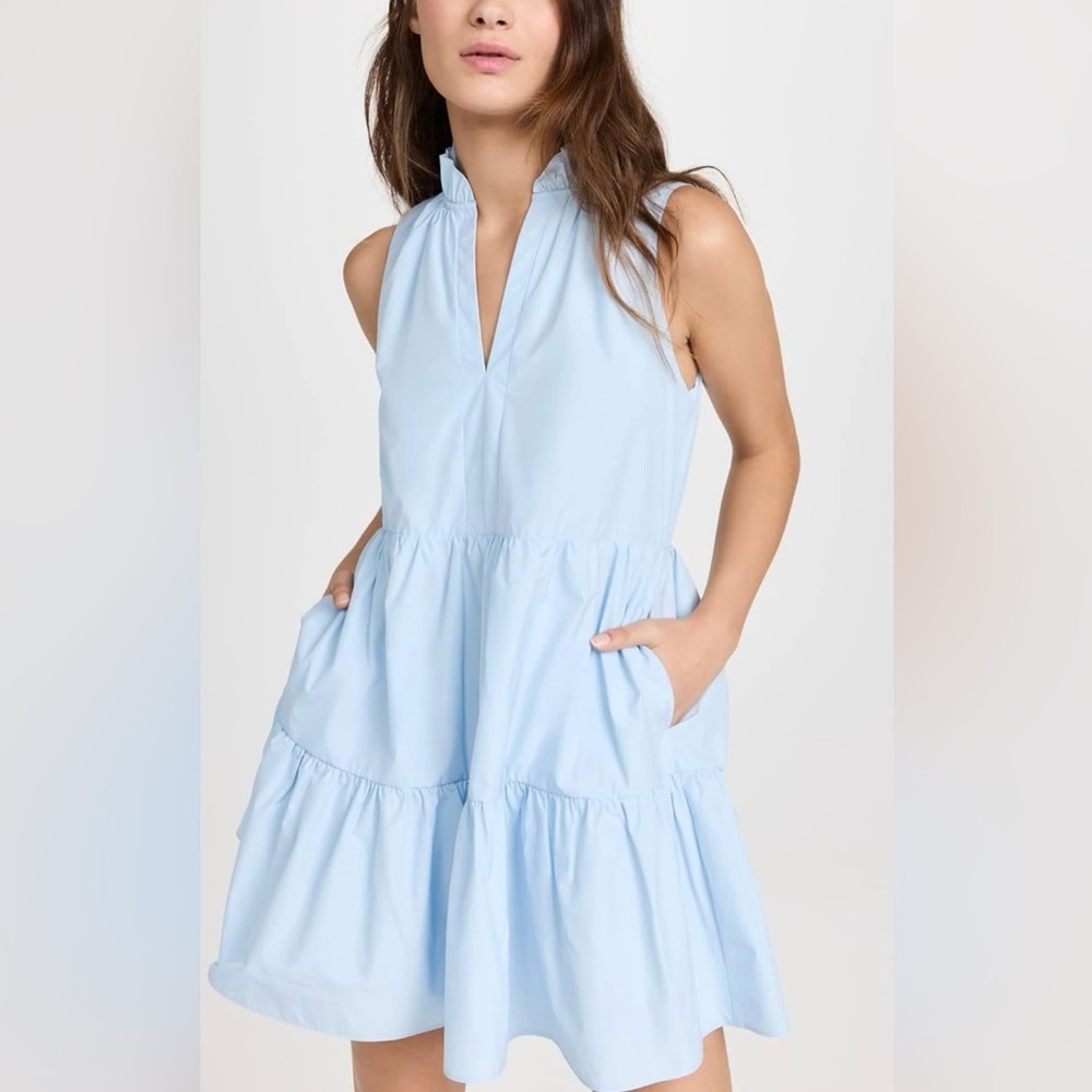 New Amanda Uprichard Connolly Mini Dress Powder Blue Ruffle Skirt